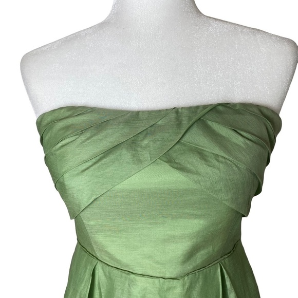 Jessica Simpson Dress 6 Strapless Party Green Sundress Elegant Frock Bow Back‎ - Picture 3 of 14